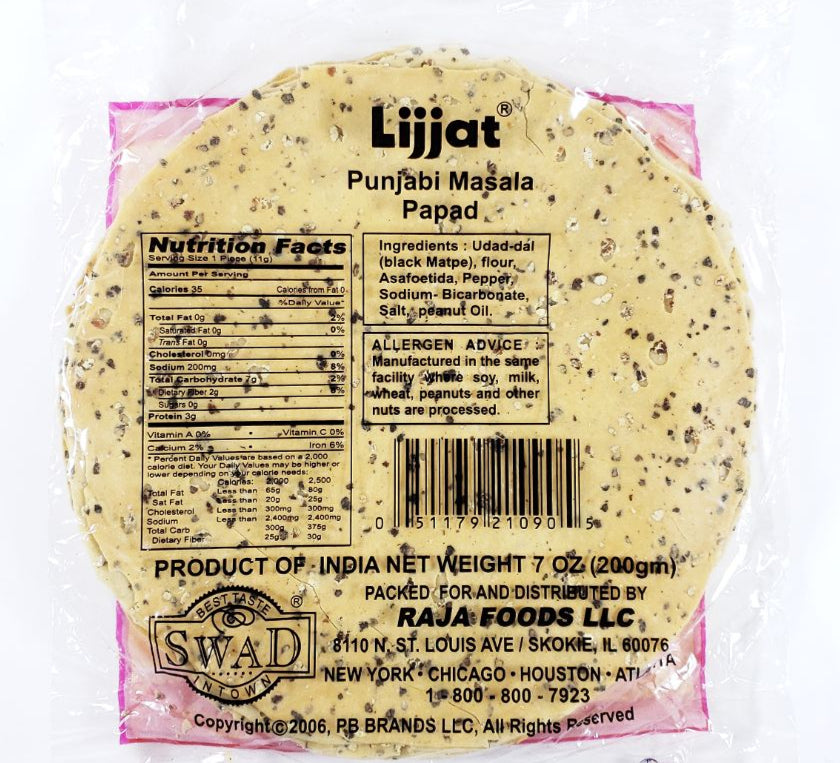 Lijjat Punjabi Papad 200g - Authentic Indian Snack at Worldfoodhub