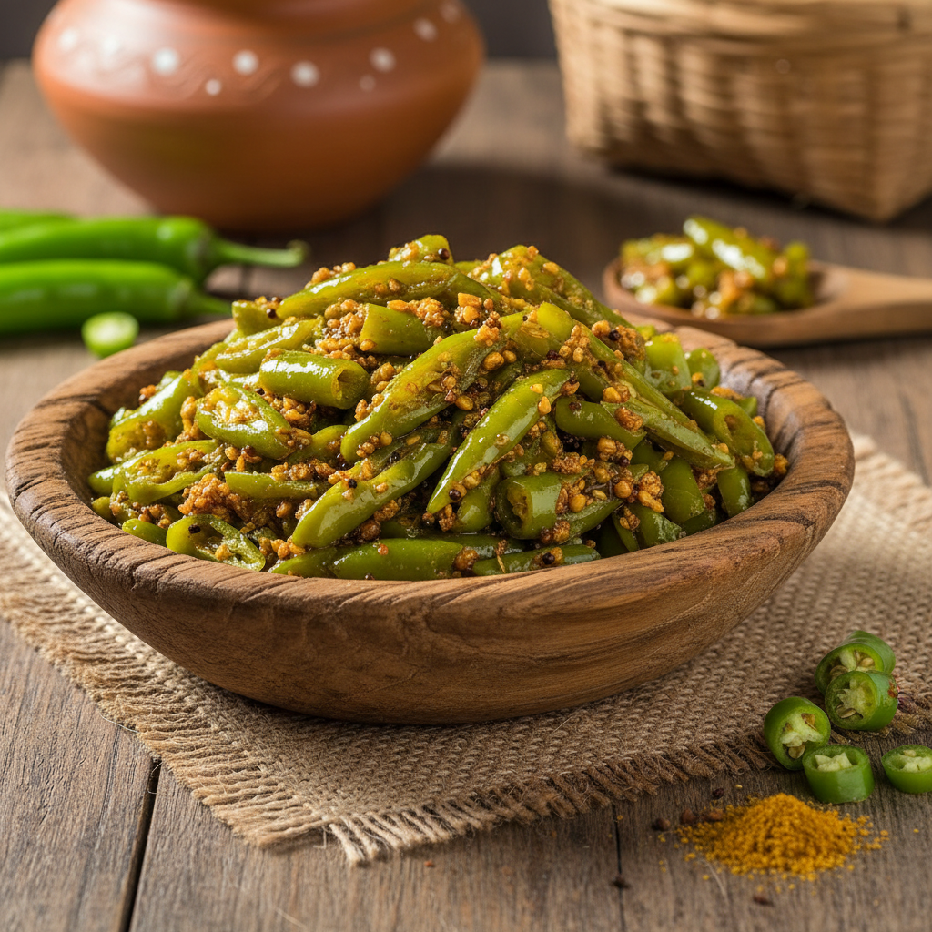 Buy National Green Chilli Pickle in Oil – 1KG Online at Worldfoodhub | Authentic Spicy & Tangy Pickle