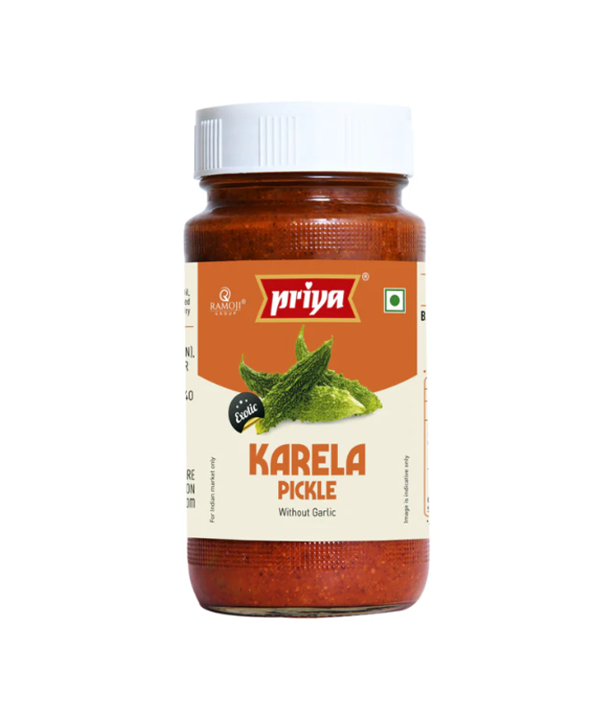 Buy Priya Bitter Gourd (Karela) Pickle - 300g online at WorldFoodHub. Authentic Indian pickle with a perfect blend of bitter and spicy flavors.