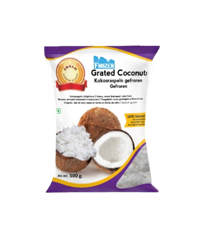 Annam Frozen Grated Coconut 500g Pack Available at Worldfoodhub