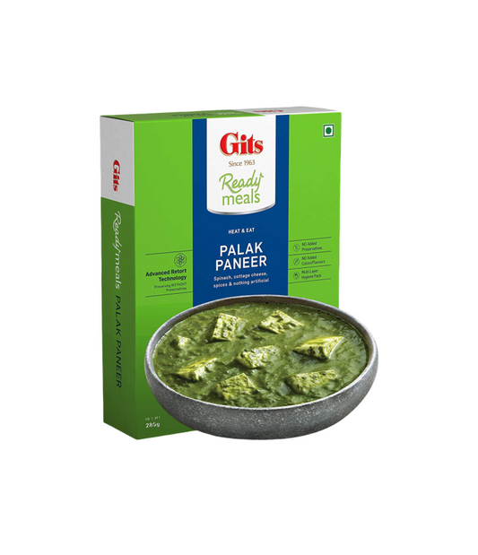 Buy Vegan GITS RTE Palak Paneer (Cottage Cheese) - 285g Pack on WorldFoodHub