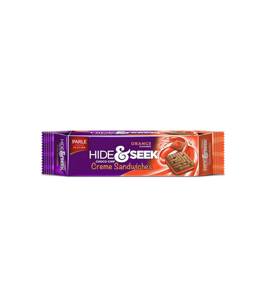 Parle Hide & Seek Orange Flavoured Choco Chip Creme Sandwich available at Worldfoodhub