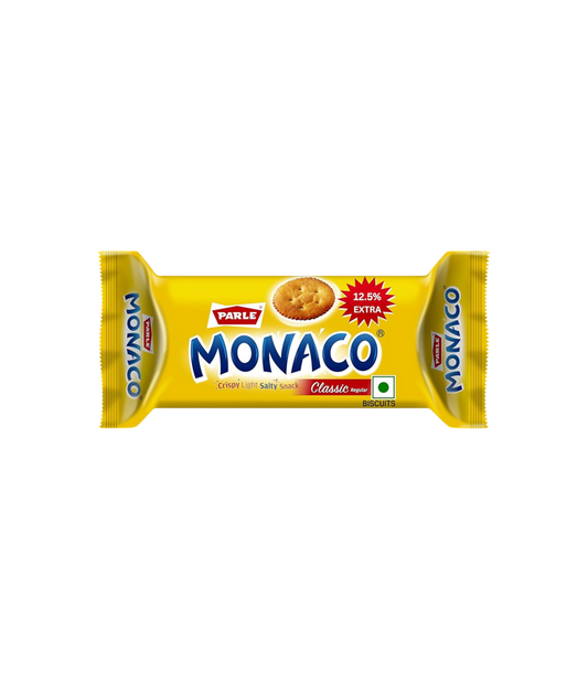 Parle Monaco Salty Snack Biscuits 63g pack available on Worldfoodhub – light, crispy, and salty snack option