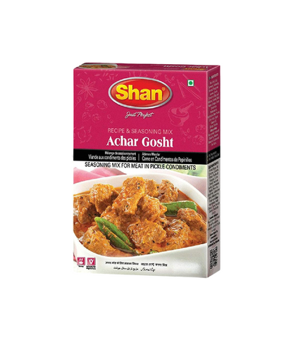 Shan Achar Gosht Masala available at Worldfoodhub – Premium spice mix for authentic Pakistani Achar Gosht and curries.