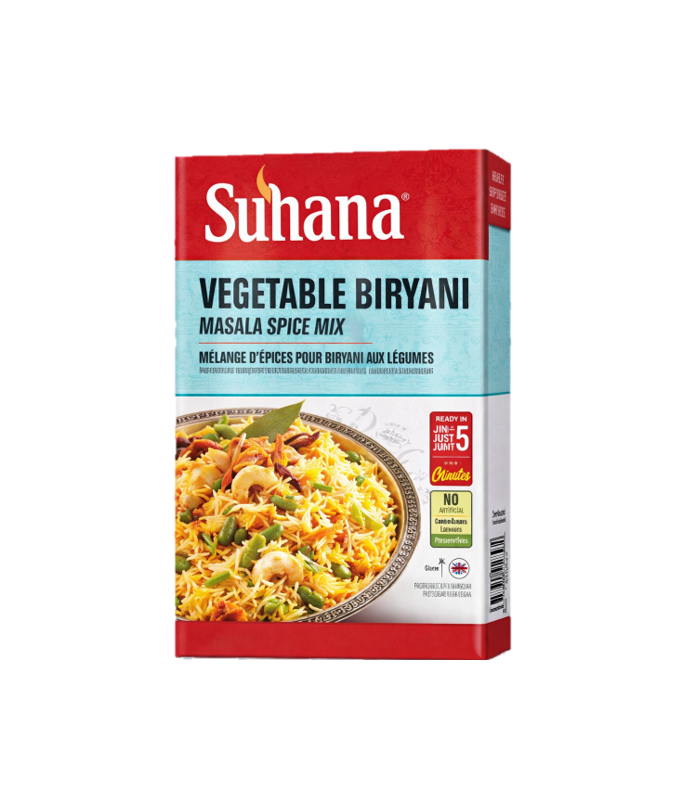 Suhana Vegetable Biryani Mix Pack on Worldfoodhub, premium Indian rice spice mix for flavorful biryani