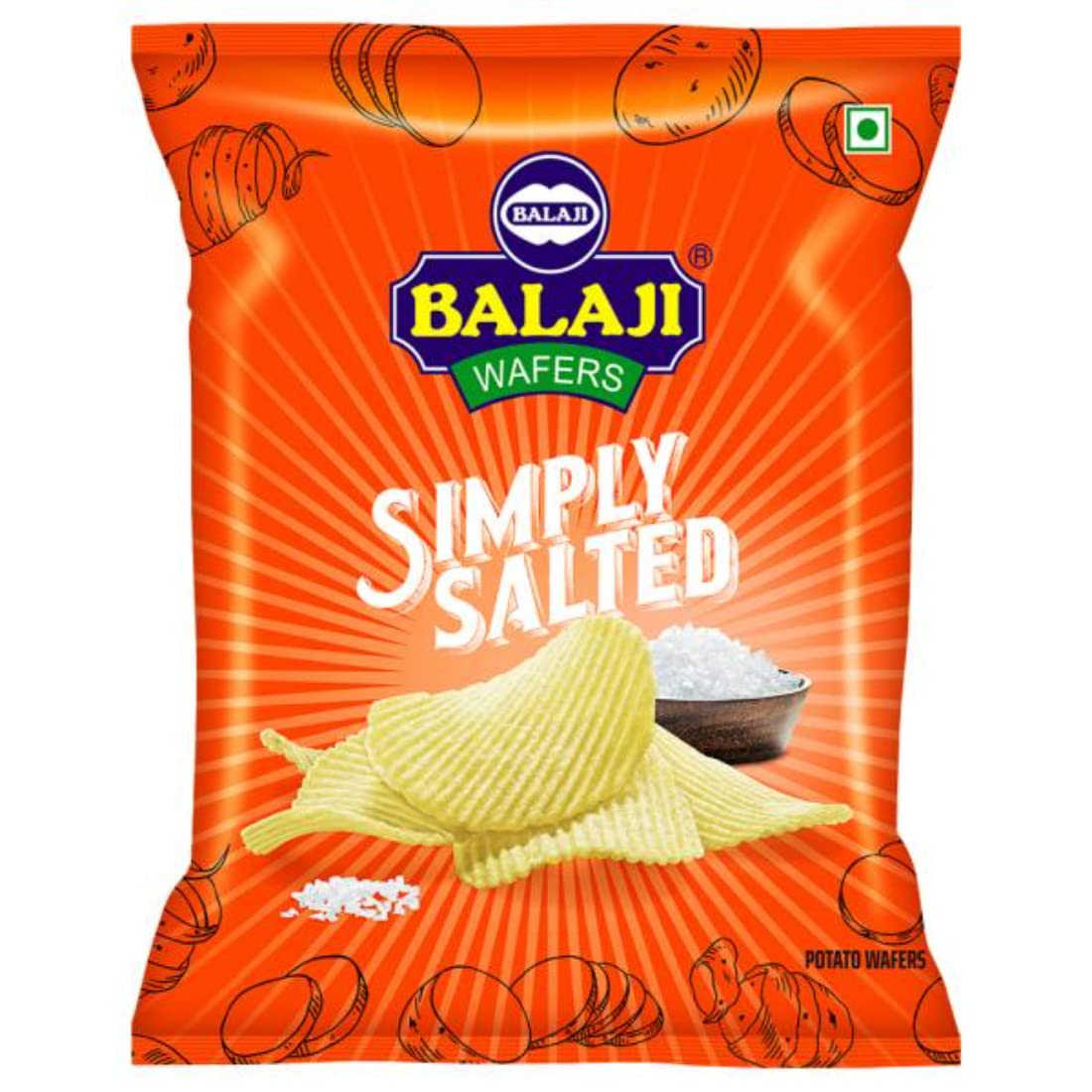 Balaji Crunchem Simply Salted Potato Wafers 150g available at WorldFoodHub