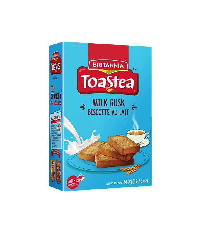 Britannia Toastea Milk Rusk 560g Pack – Crunchy and Delicious Tea-Time Snack Available at Worldfoodhub