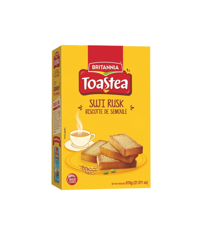 Britannia Toastea Suji Rusk 610g - Crunchy Semolina Snack for Tea-Time
