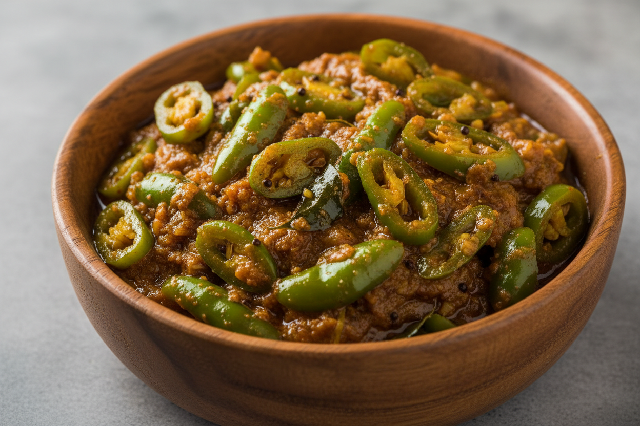 Green Chilli Sliced Pickle Without Garlic – Authentic Spicy Indian Pickle Available at Worldfoodhub