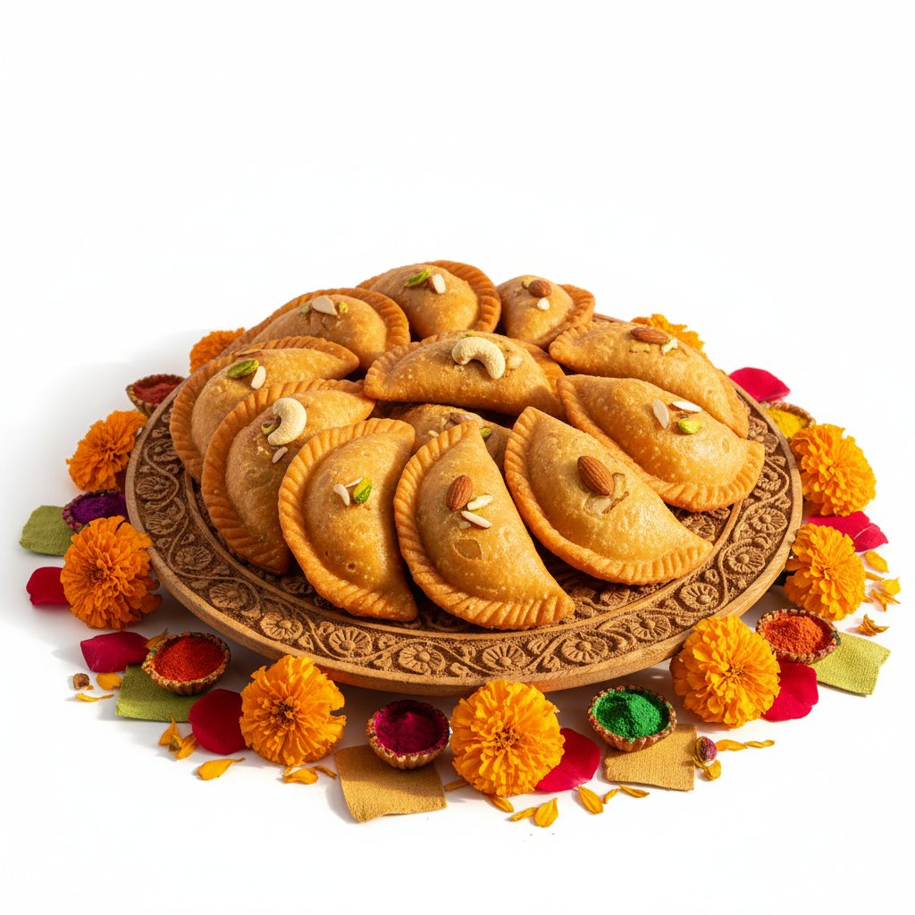 Premium Gujiya Sweet Traditional Indian Festive Pastry with Khoya Filling – Authentic Mithai Available at Worldfoodhub Europe