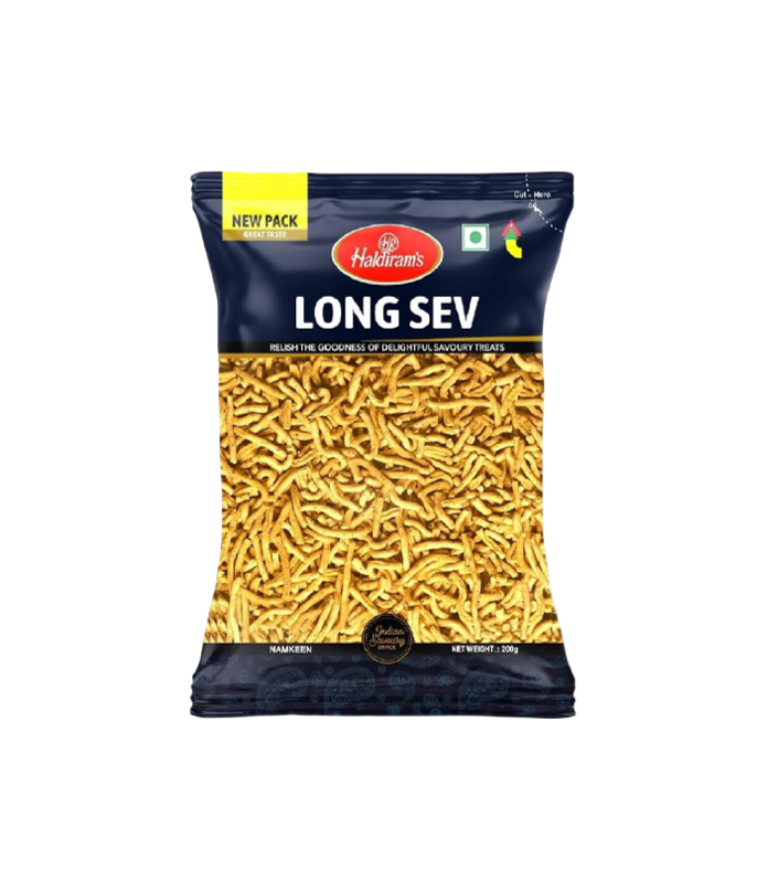Haldiram Long Sev - Spicy Chickpea Flour Snack 200g | Buy Indian Snacks Online at WorldFoodHub