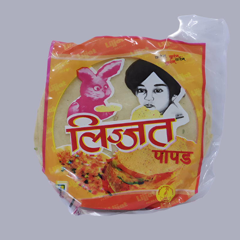 Lijjat Garlic Papad 200g crispy Indian snack available at Worldfoodhub