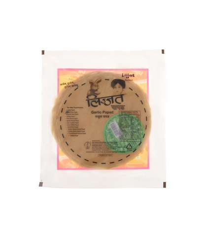 Lijjat Garlic Papad 200g crispy Indian snack available at Worldfoodhub