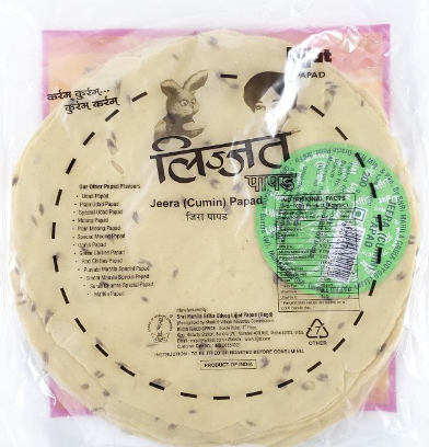  Lijjat Jeera (Cumin) Papad 200g Pack available at Worldfoodhub – Authentic Indian Snack