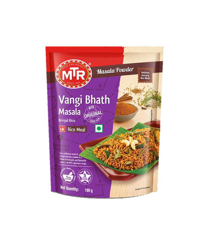 MTR Vangi Bhath 100g pack available at Worldfoodhub – Authentic South Indian brinjal rice mix