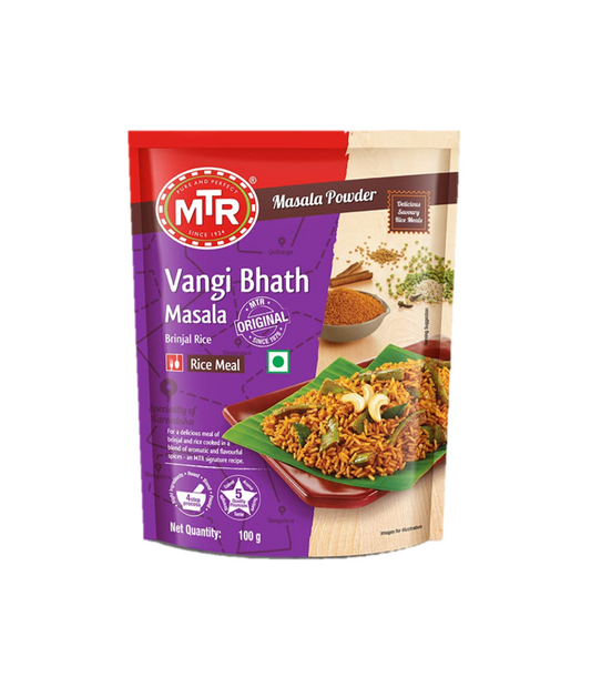 MTR Vangi Bhath 100g pack available at Worldfoodhub – Authentic South Indian brinjal rice mix