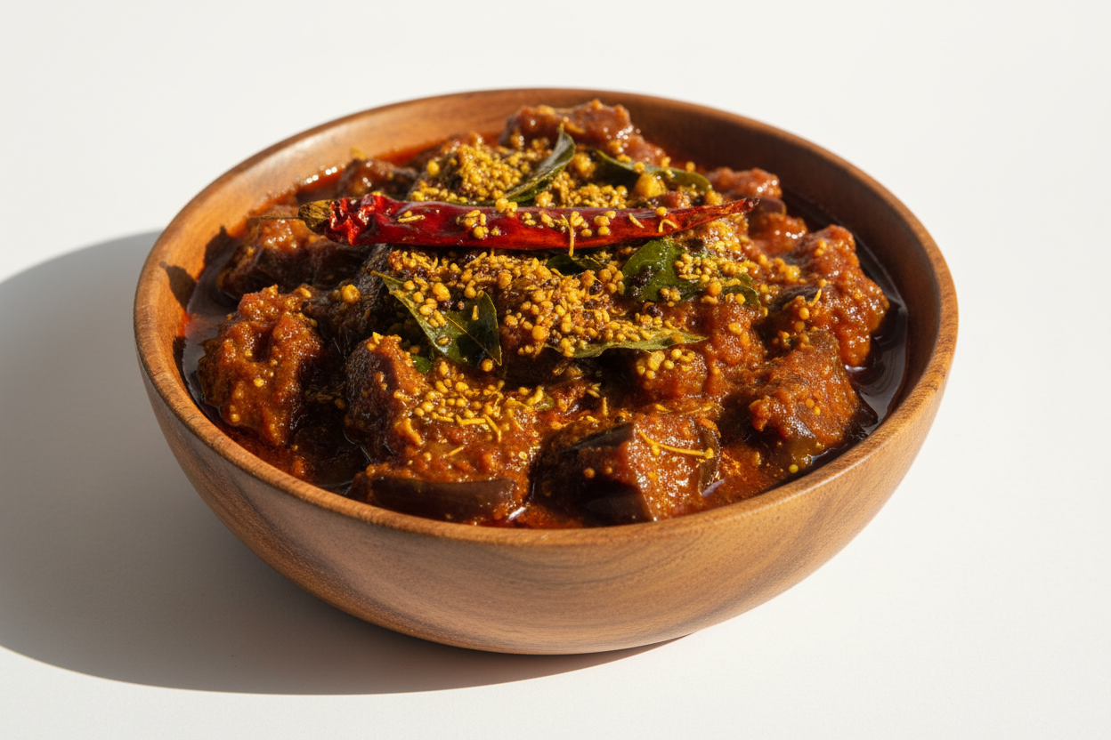 Buy Priya Brinjal Pickle Without Garlic online at WorldFoodHub – Authentic Indian pickle with rich flavors.