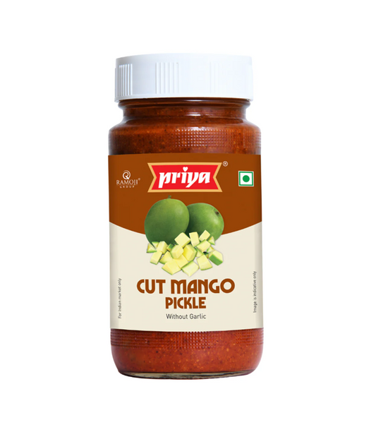 Buy Priya Cut Mango Pickle Without Garlic 300g Online at WorldFoodHub – Authentic Indian Mango Pickle