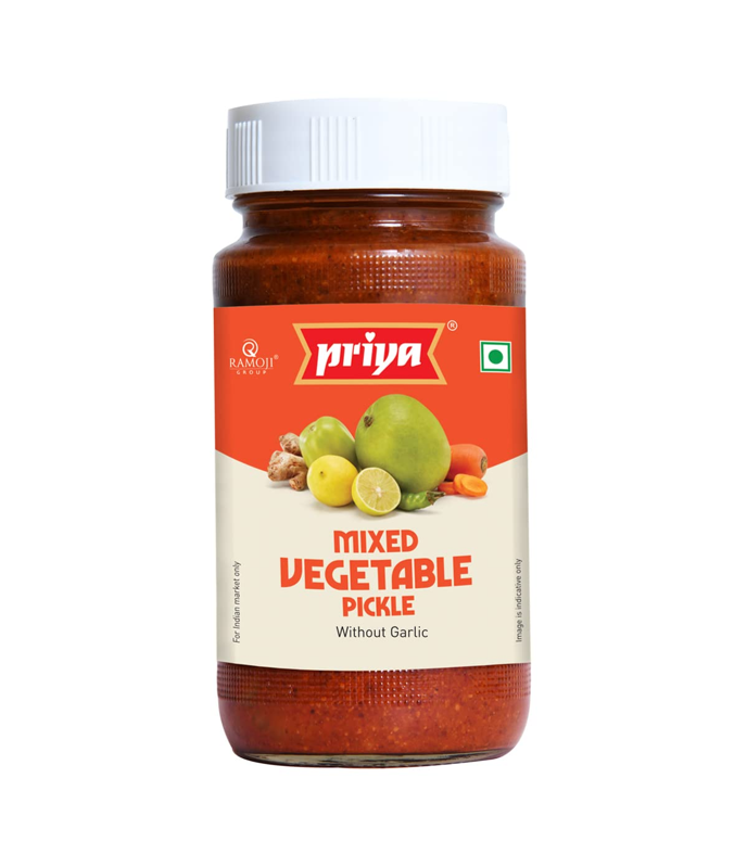 Priya Mixed Vegetable Pickle Without Garlic 300g – Buy Online at WorldFoodHub