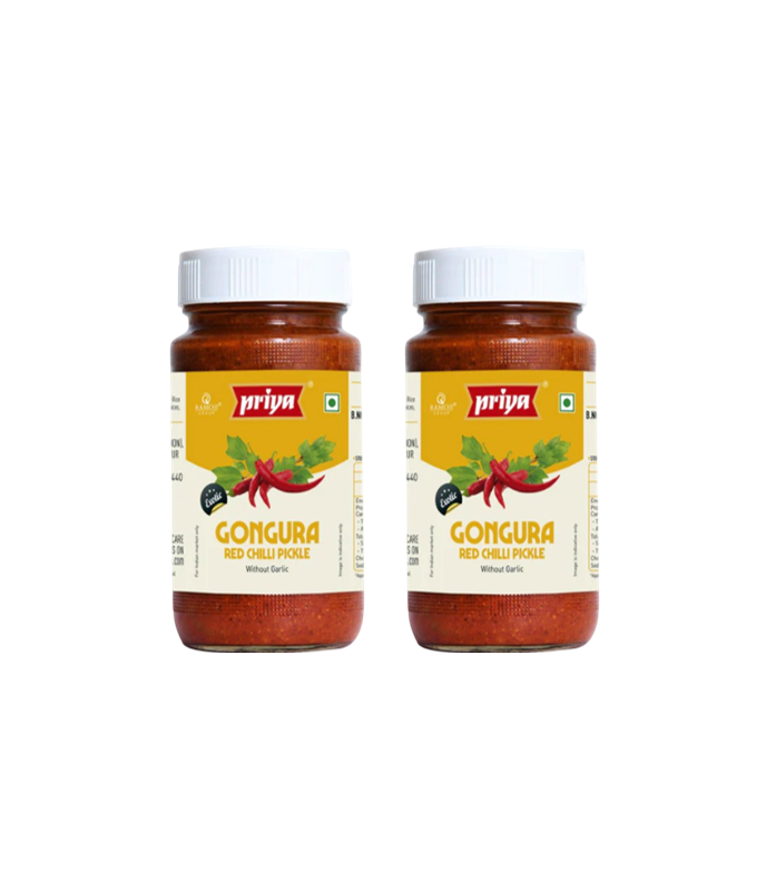 Buy Priya Roselle Leaves & Red Chilli Pickle 300g Online at WorldFoodHub - Authentic South Indian Pickle with Tangy Gongura & Spicy Red Chillies