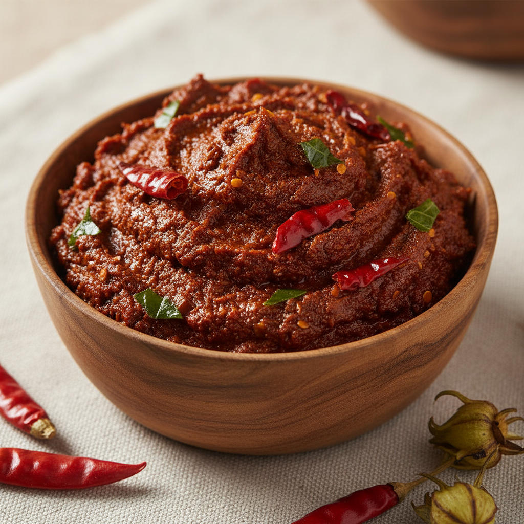 Buy Priya Roselle Leaves & Red Chilli Pickle 300g Online at WorldFoodHub - Authentic South Indian Pickle with Tangy Gongura & Spicy Red Chillies
