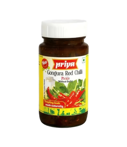 Buy Priya Roselle Leaves & Red Chilli Pickle 300g Online at WorldFoodHub - Authentic South Indian Pickle with Tangy Gongura & Spicy Red Chillies