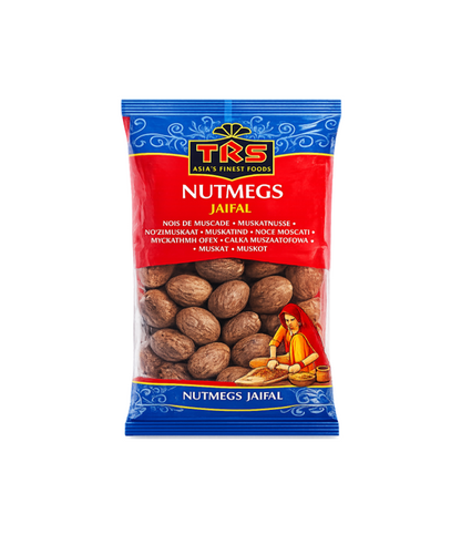 TRS Jaifal Nutmeg 100g – Aromatic spice available at WorldFoodHub, ideal for sweet and savory dishes.