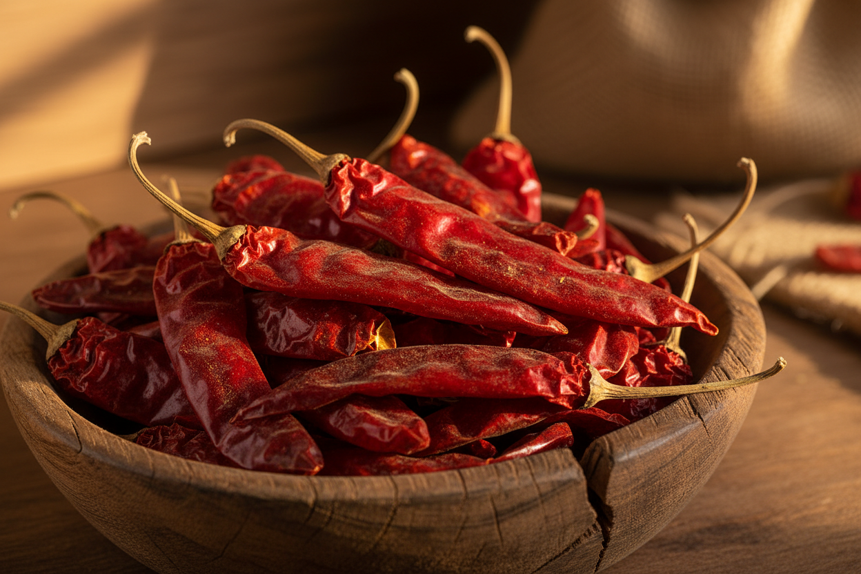 TRS Kashmiri Chilli Whole available at WorldFoodHub – Vibrant red color, mild heat, perfect for curries, sauces, and authentic Indian dishes
