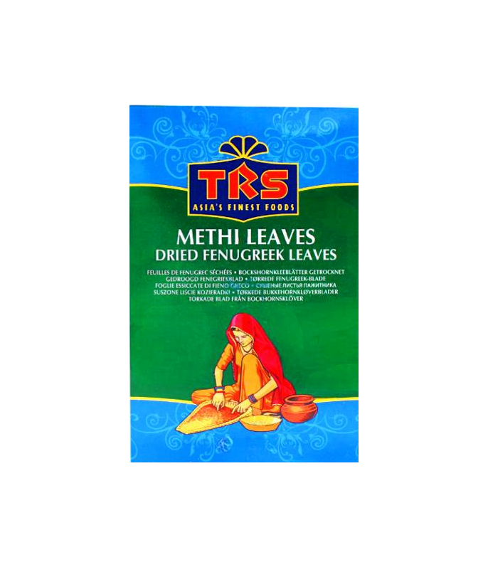 TRS Kasuri Methi Dried Fenugreek Leaves (100g, 500g) available at Worldfoodhub for authentic Indian cooking