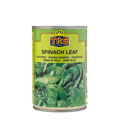 TRS Leaf Spinach 380g Tin - Pureed and Cooked Spinach for Soups, Stews, and Smoothies Available at WorldFoodHub