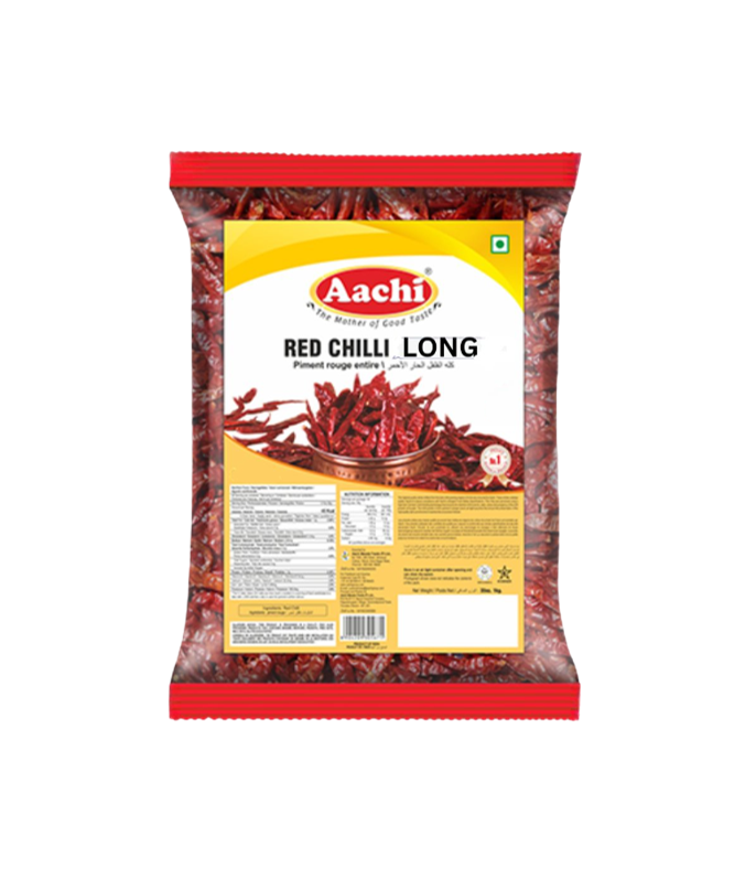 Aachi Long Red Dried Chilli with Stem - Premium Indian Chilli for Curries and Stews