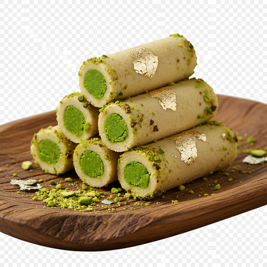 Premium Kaju Pista Roll Indian Cashew Pistachio Sweet – Luxury Festive Mithai Available at Worldfoodhub Europe
