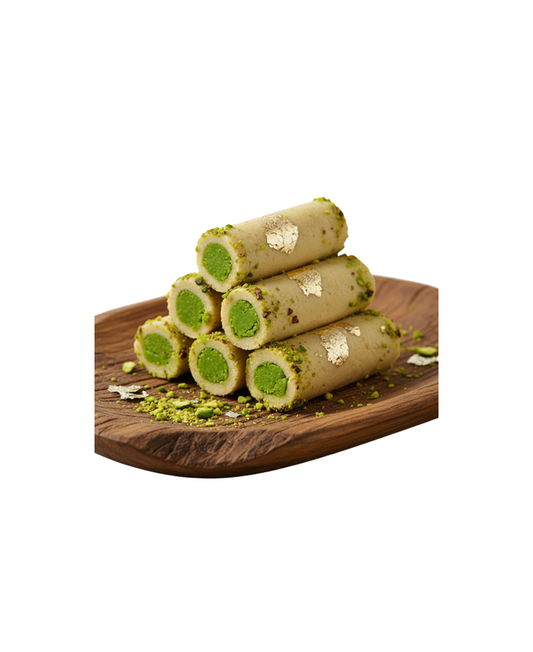 Premium Kaju Pista Roll Indian Cashew Pistachio Sweet – Luxury Festive Mithai Available at Worldfoodhub Europe